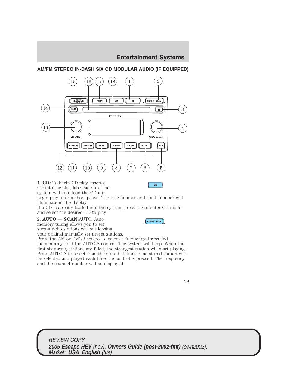 Entertainment systems | FORD 2005 Escape Hybrid v.1 User Manual | Page 29 / 328