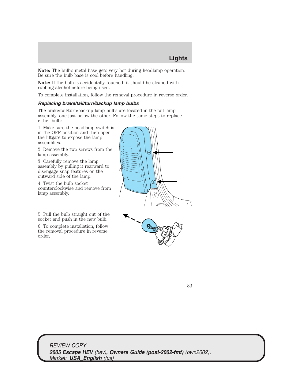 Lights | FORD 2005 Escape Hybrid v.1 User Manual | Page 83 / 328