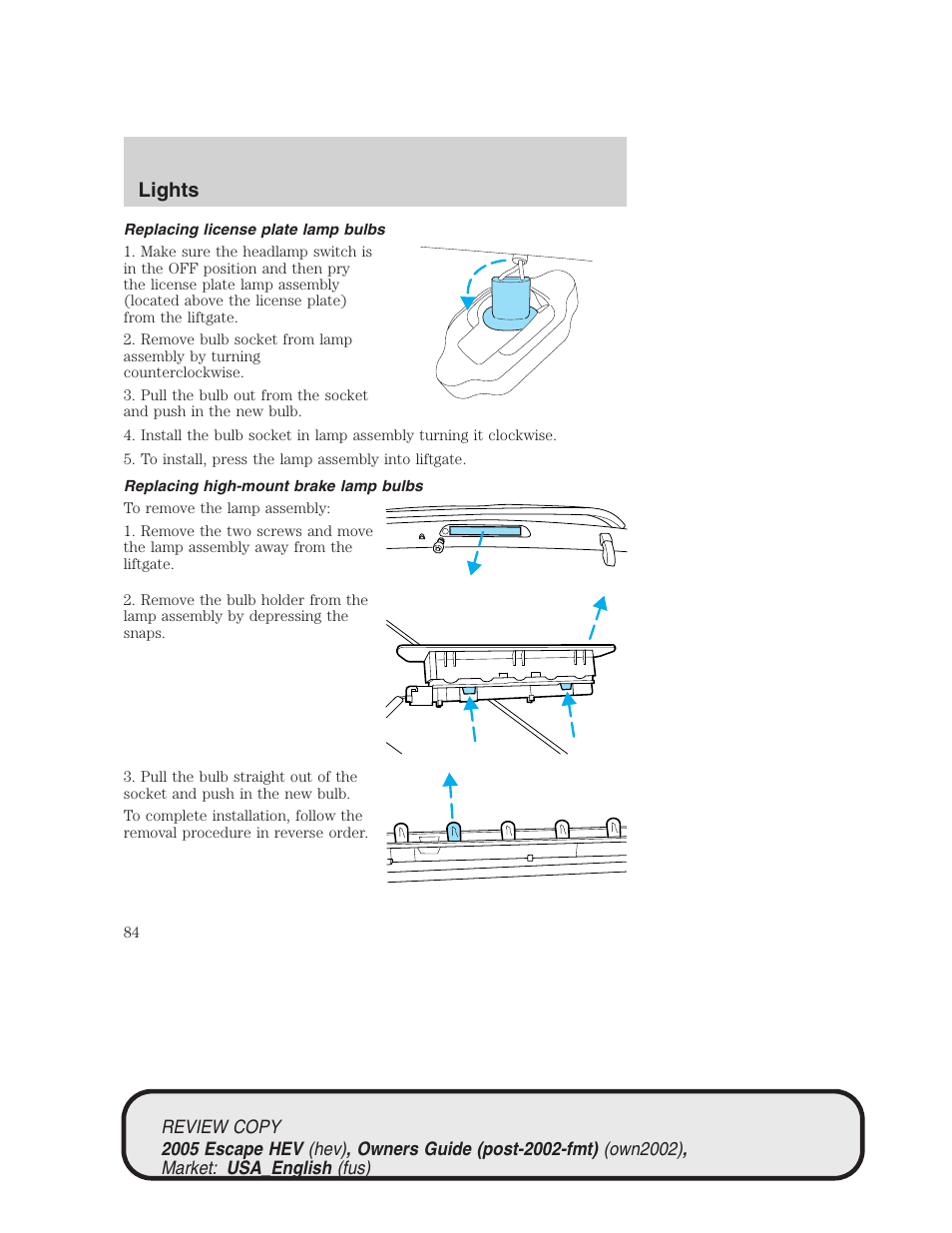 Lights | FORD 2005 Escape Hybrid v.1 User Manual | Page 84 / 328