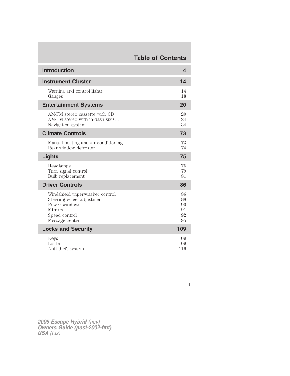 FORD 2005 Escape Hybrid v.2 User Manual | 328 pages