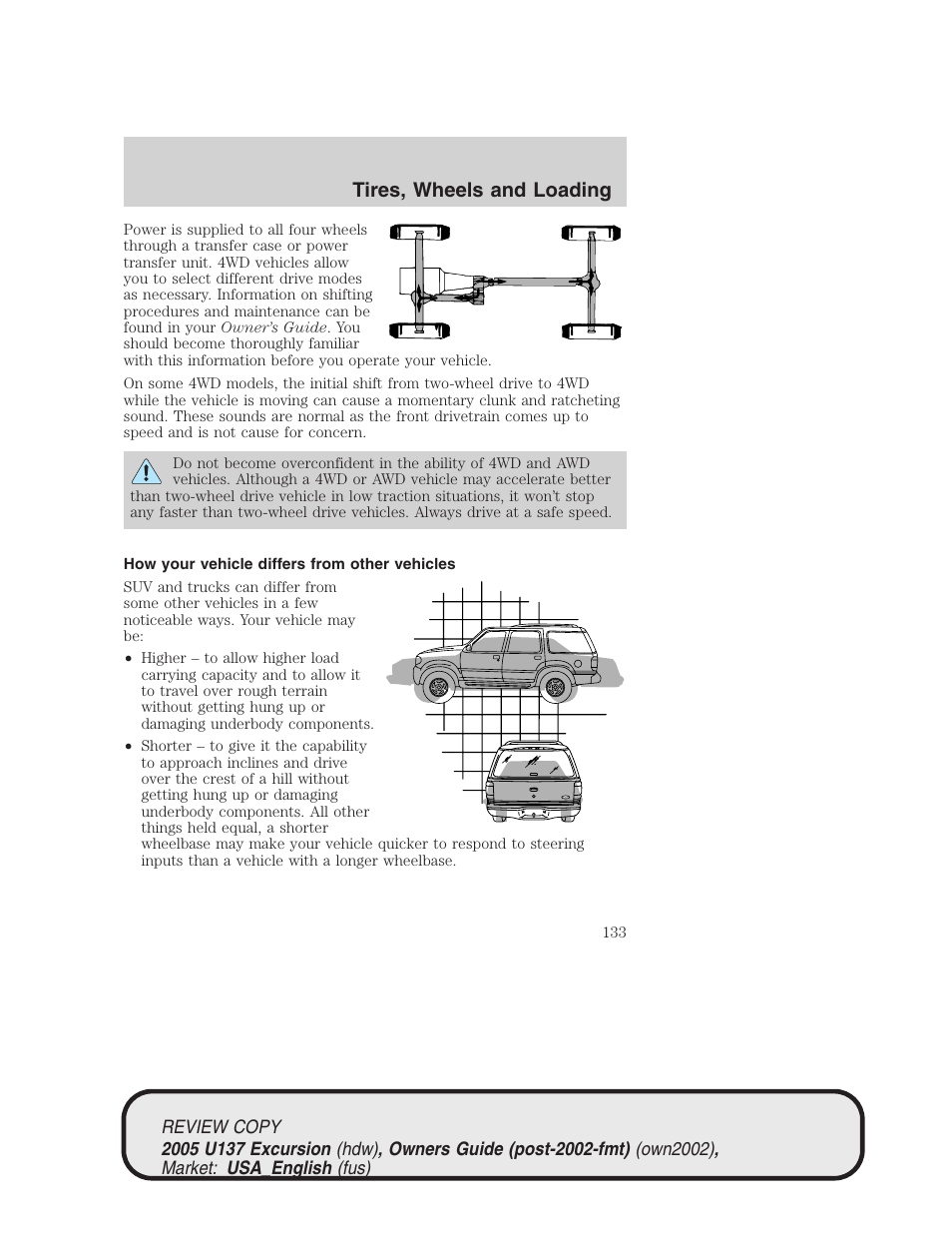 Tires, wheels and loading | FORD 2005 Excursion v.1 User Manual | Page 133 / 280