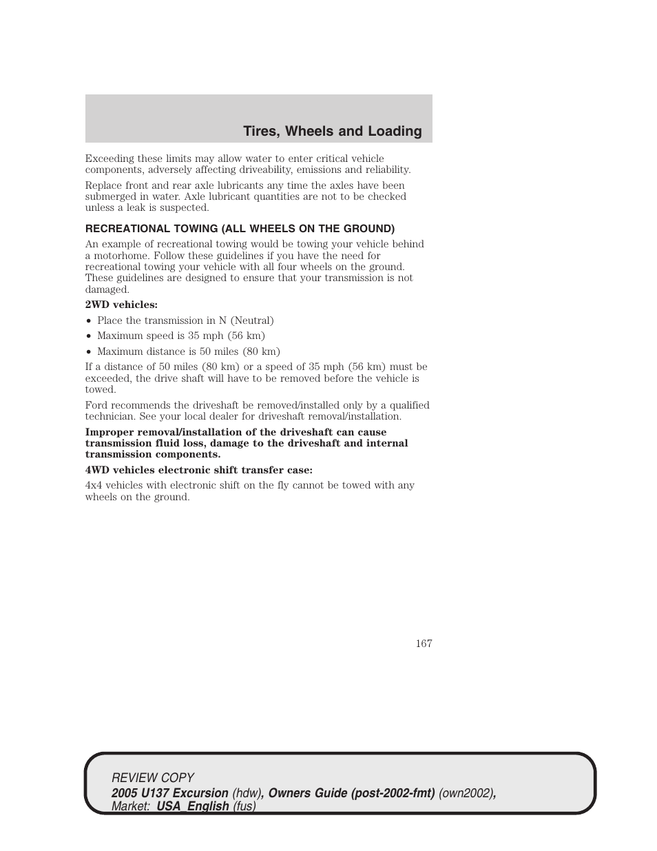 Tires, wheels and loading | FORD 2005 Excursion v.1 User Manual | Page 167 / 280