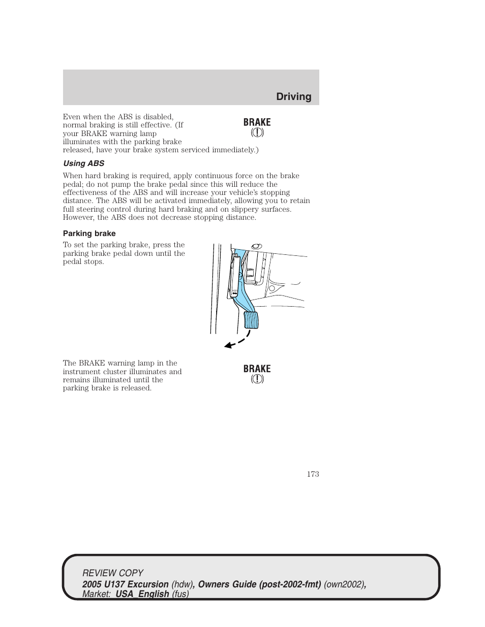 Driving | FORD 2005 Excursion v.1 User Manual | Page 173 / 280