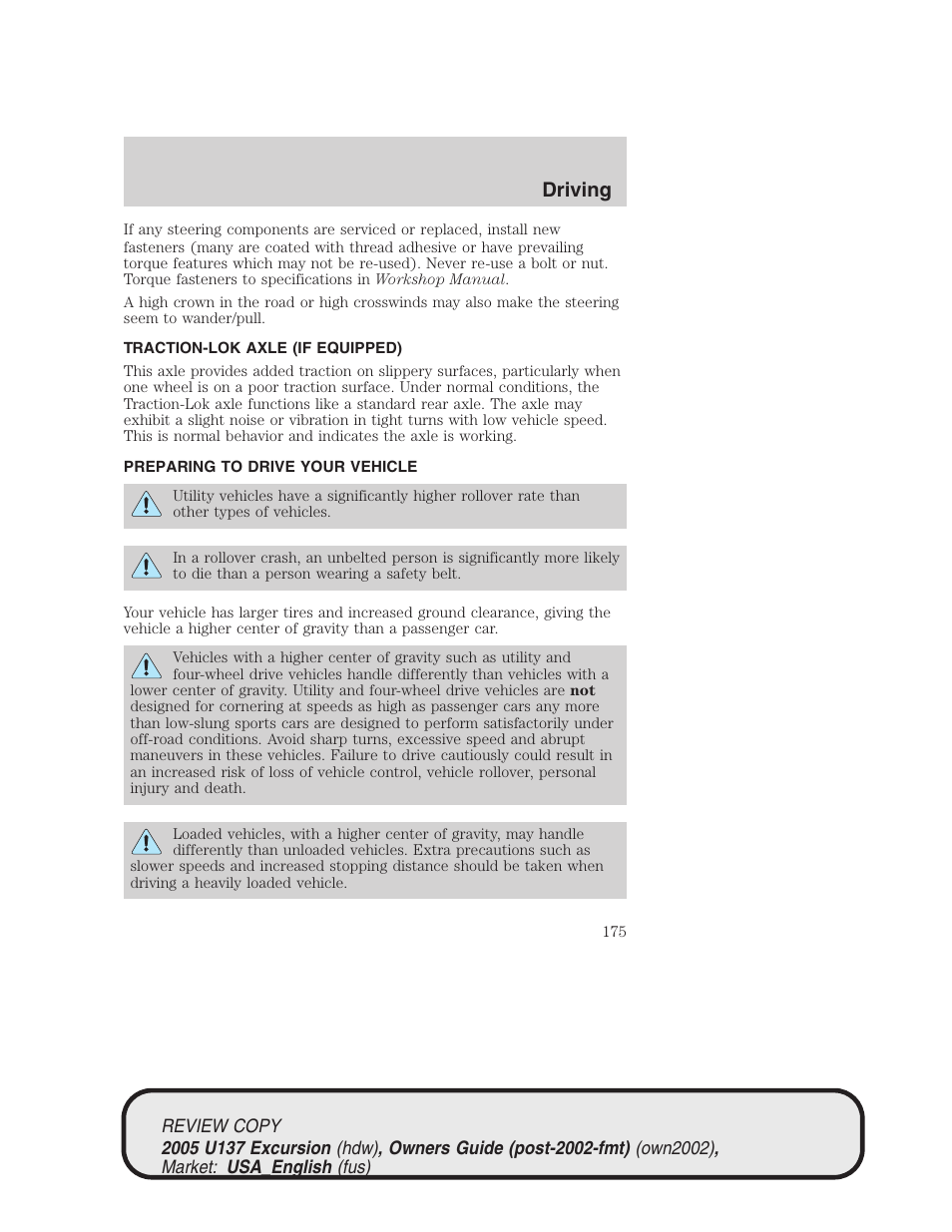 Driving | FORD 2005 Excursion v.1 User Manual | Page 175 / 280