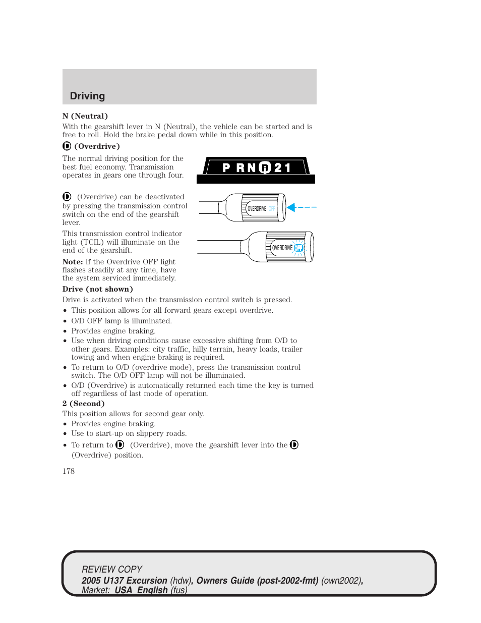 Driving | FORD 2005 Excursion v.1 User Manual | Page 178 / 280