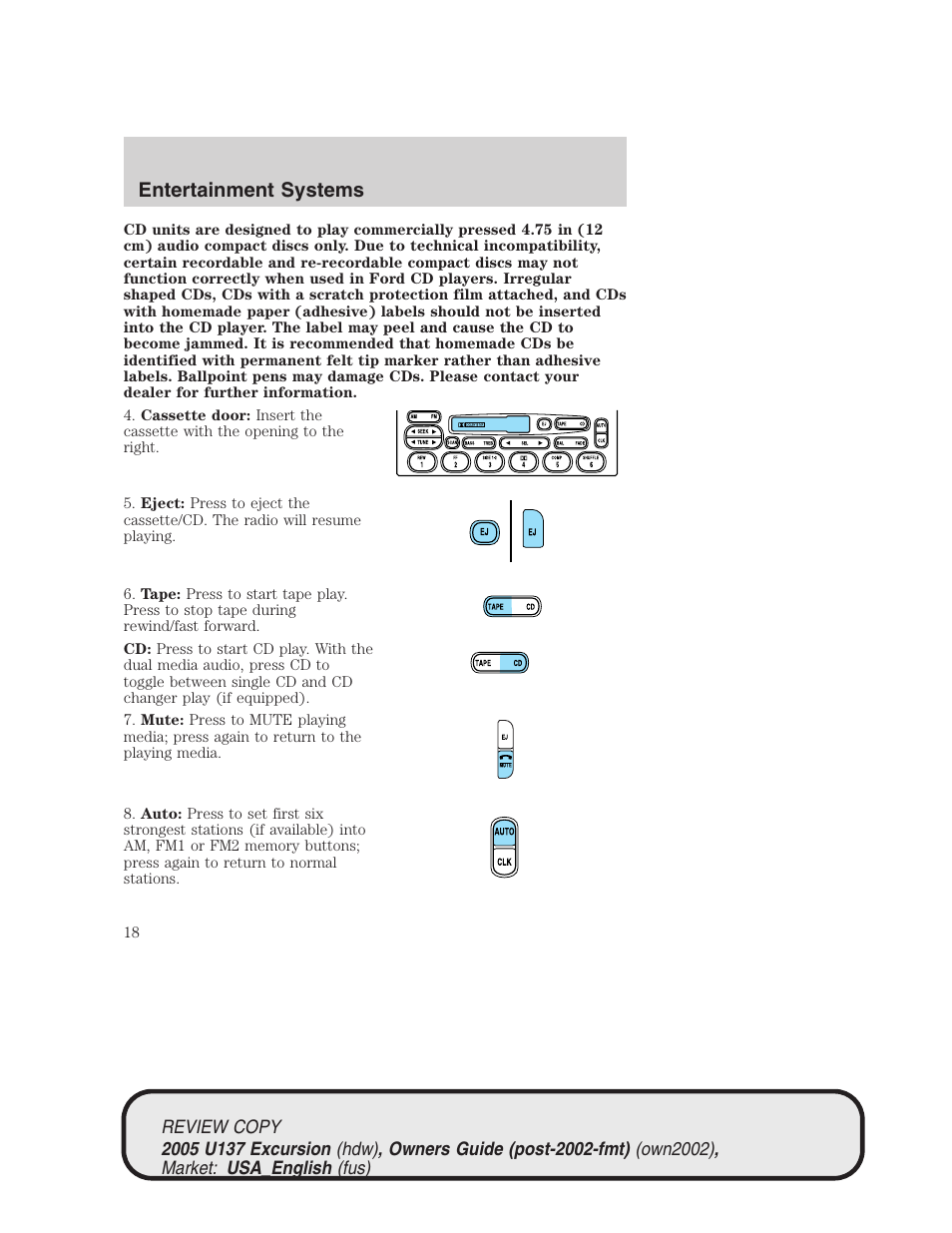 Entertainment systems | FORD 2005 Excursion v.1 User Manual | Page 18 / 280