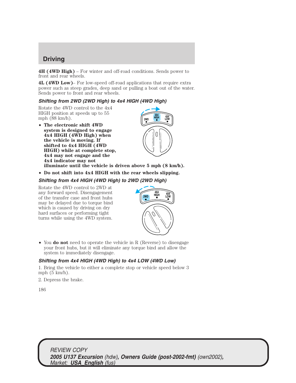 Driving | FORD 2005 Excursion v.1 User Manual | Page 186 / 280