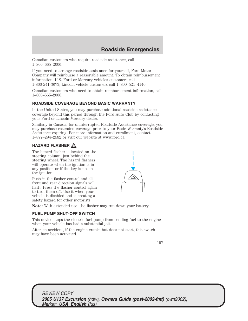 Roadside emergencies | FORD 2005 Excursion v.1 User Manual | Page 197 / 280