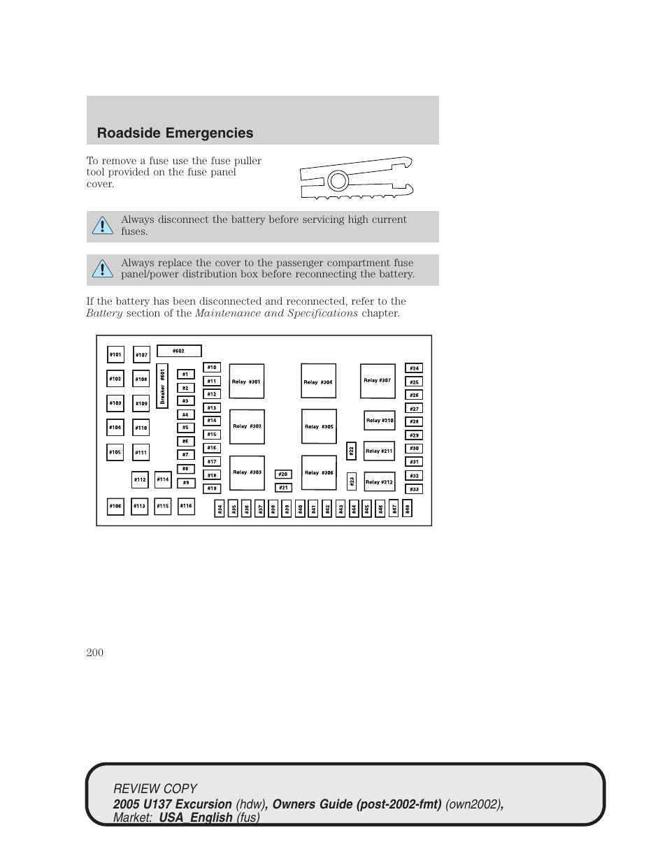 Roadside emergencies | FORD 2005 Excursion v.1 User Manual | Page 200 / 280