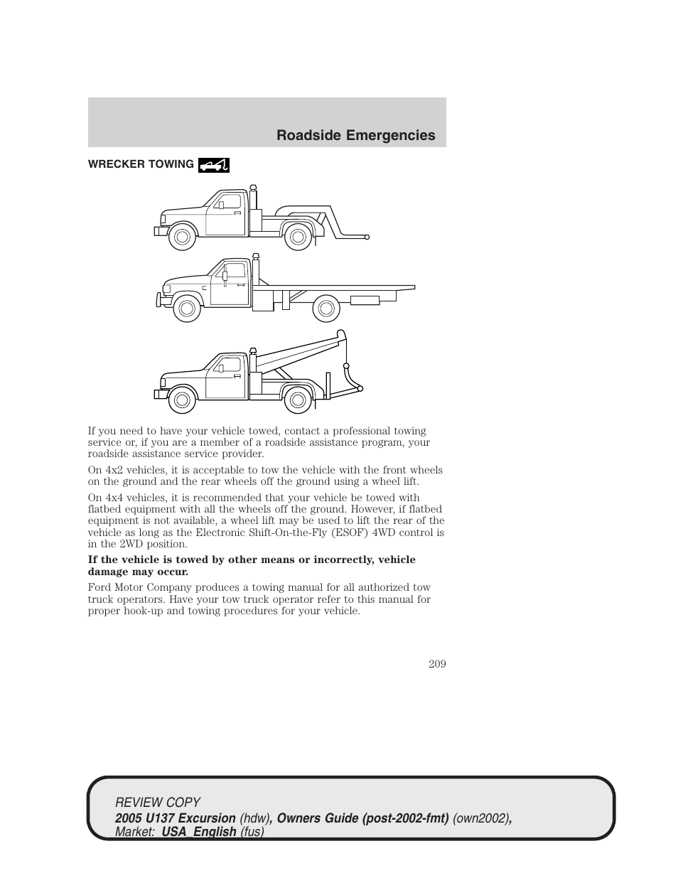 Roadside emergencies | FORD 2005 Excursion v.1 User Manual | Page 209 / 280