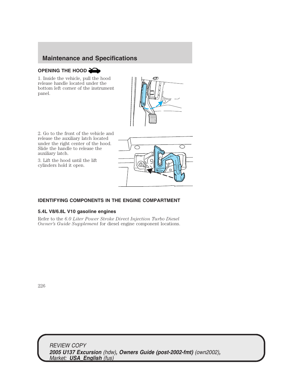 Maintenance and specifications | FORD 2005 Excursion v.1 User Manual | Page 226 / 280