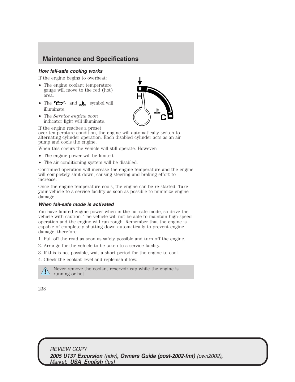 Maintenance and specifications | FORD 2005 Excursion v.1 User Manual | Page 238 / 280