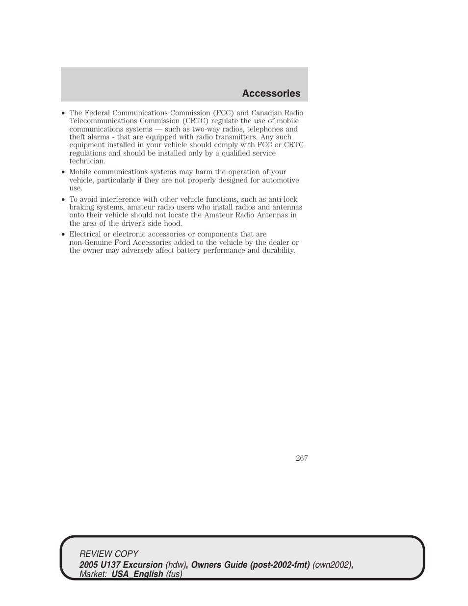 Accessories | FORD 2005 Excursion v.1 User Manual | Page 267 / 280