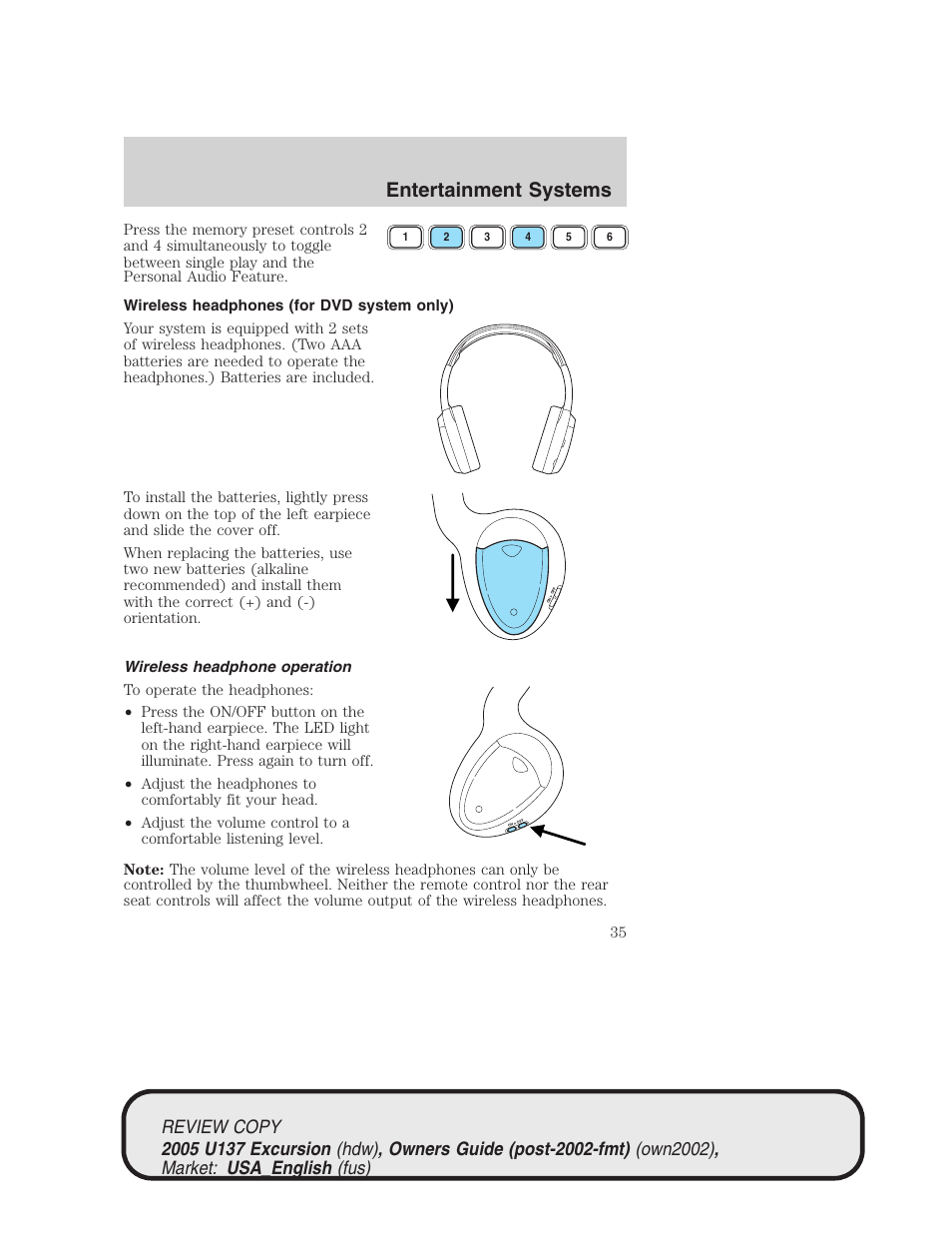 Entertainment systems | FORD 2005 Excursion v.1 User Manual | Page 35 / 280