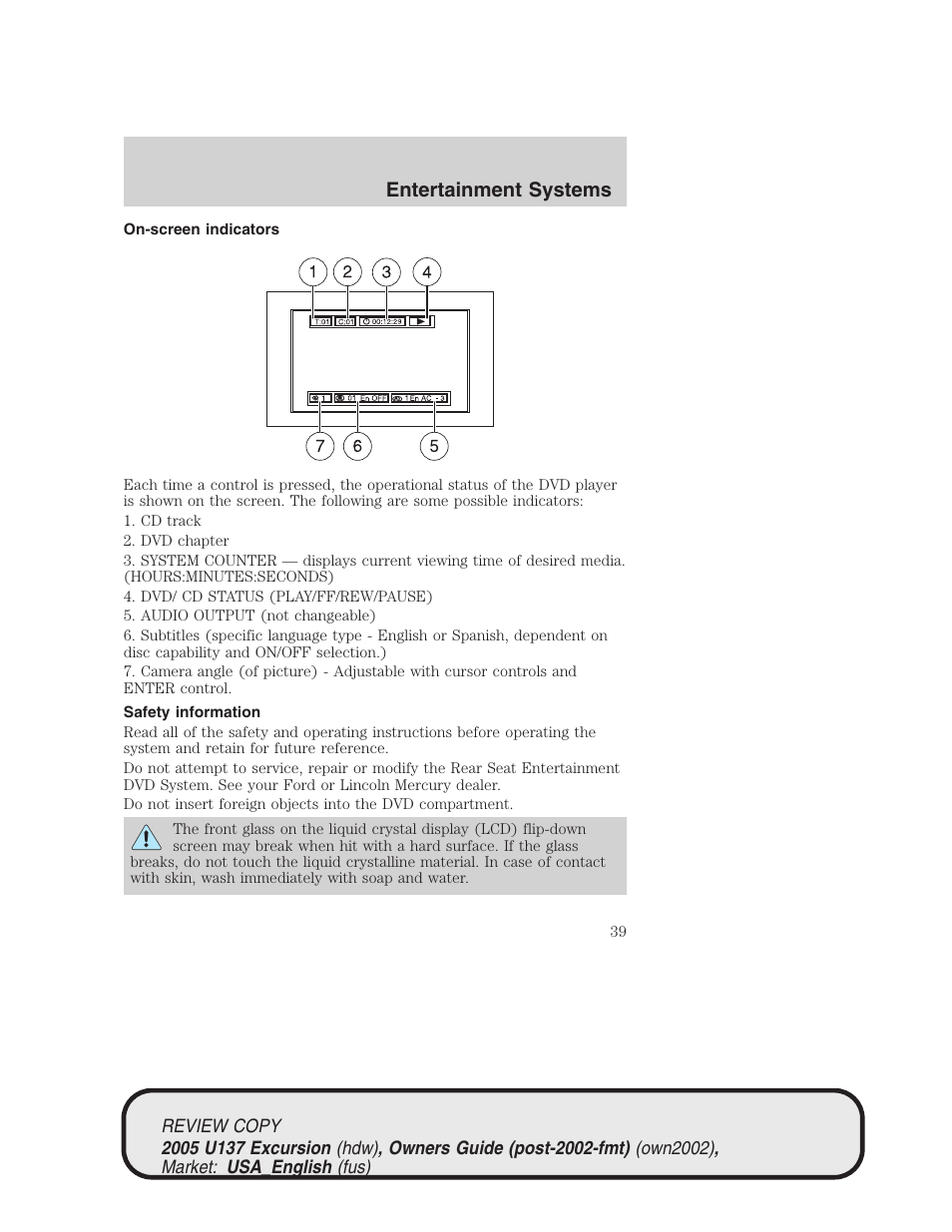 Entertainment systems | FORD 2005 Excursion v.1 User Manual | Page 39 / 280