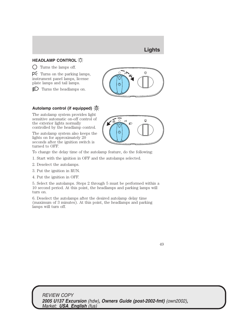 Lights | FORD 2005 Excursion v.1 User Manual | Page 49 / 280