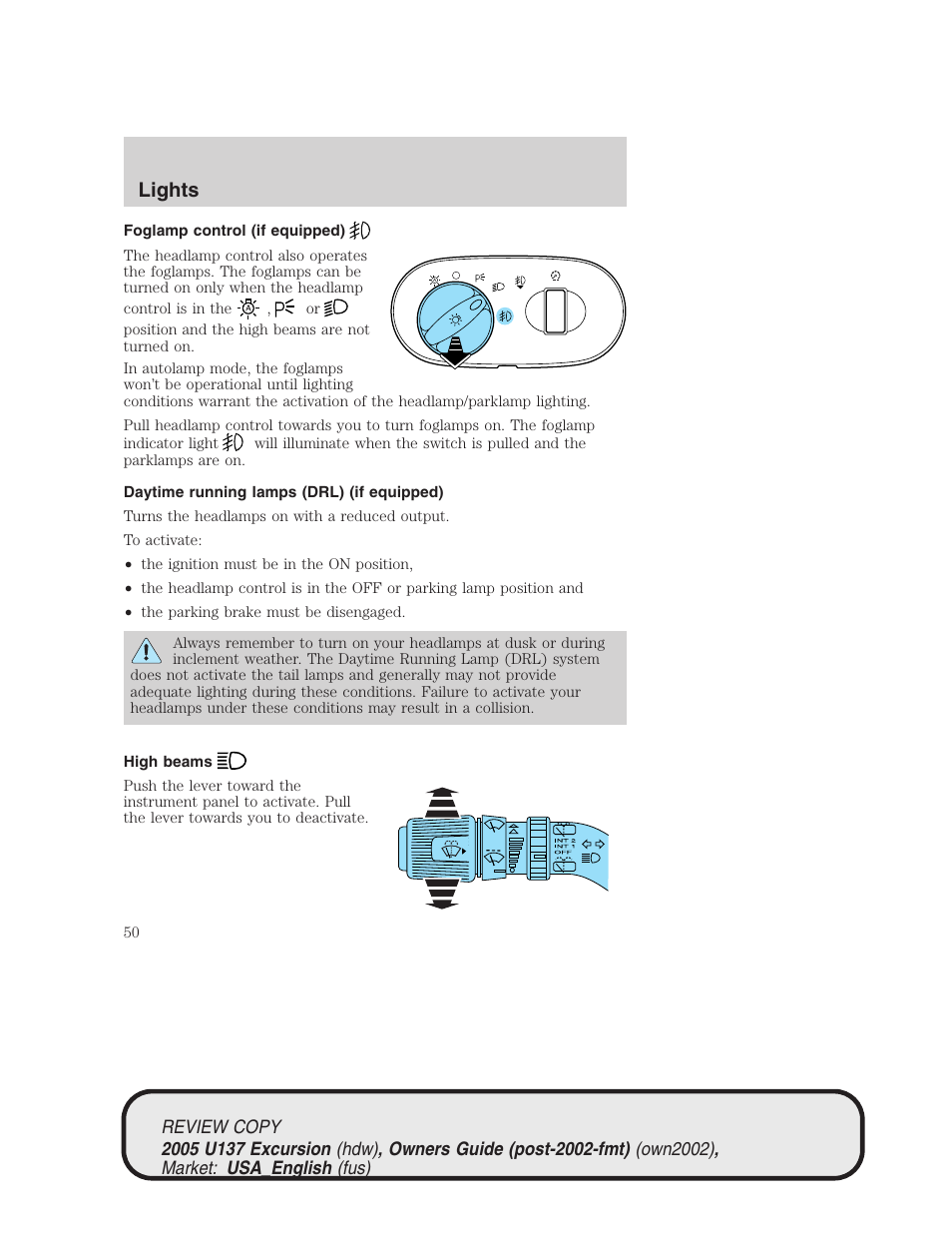 Lights | FORD 2005 Excursion v.1 User Manual | Page 50 / 280