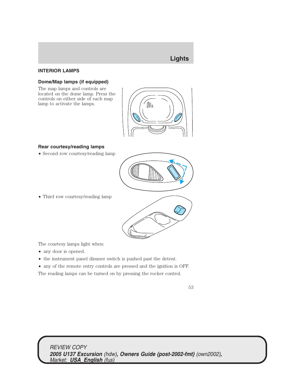 Lights | FORD 2005 Excursion v.1 User Manual | Page 53 / 280