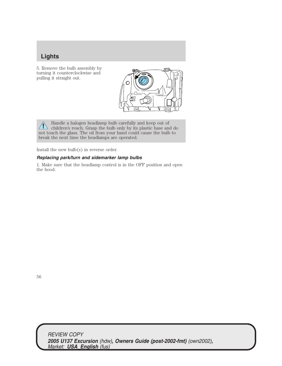 Lights | FORD 2005 Excursion v.1 User Manual | Page 56 / 280