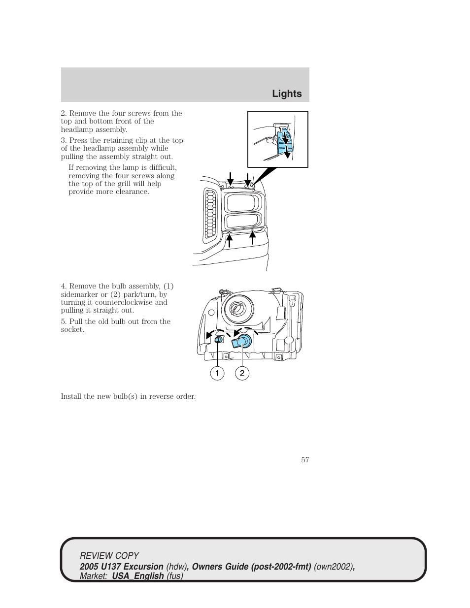 Lights | FORD 2005 Excursion v.1 User Manual | Page 57 / 280