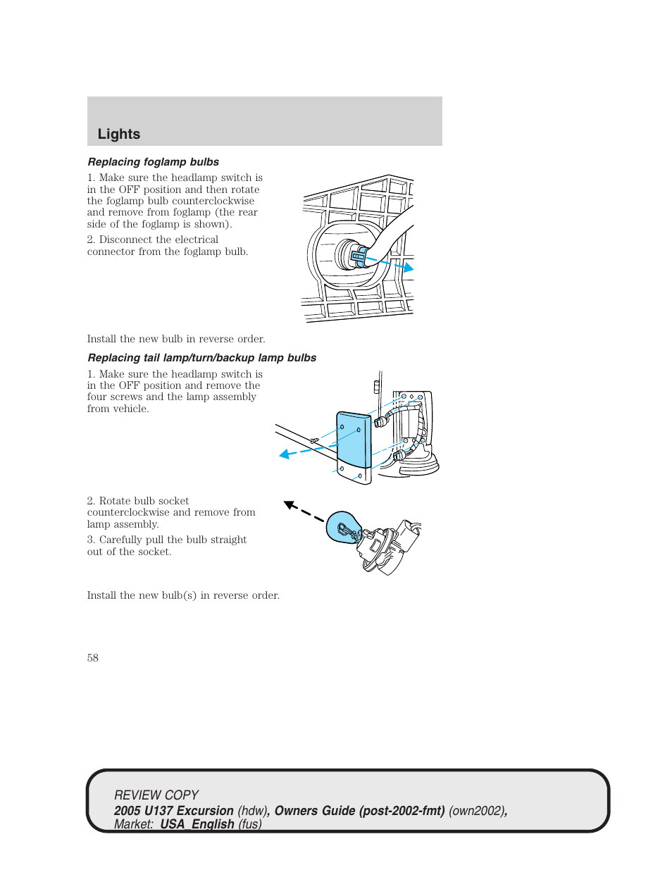 Lights | FORD 2005 Excursion v.1 User Manual | Page 58 / 280
