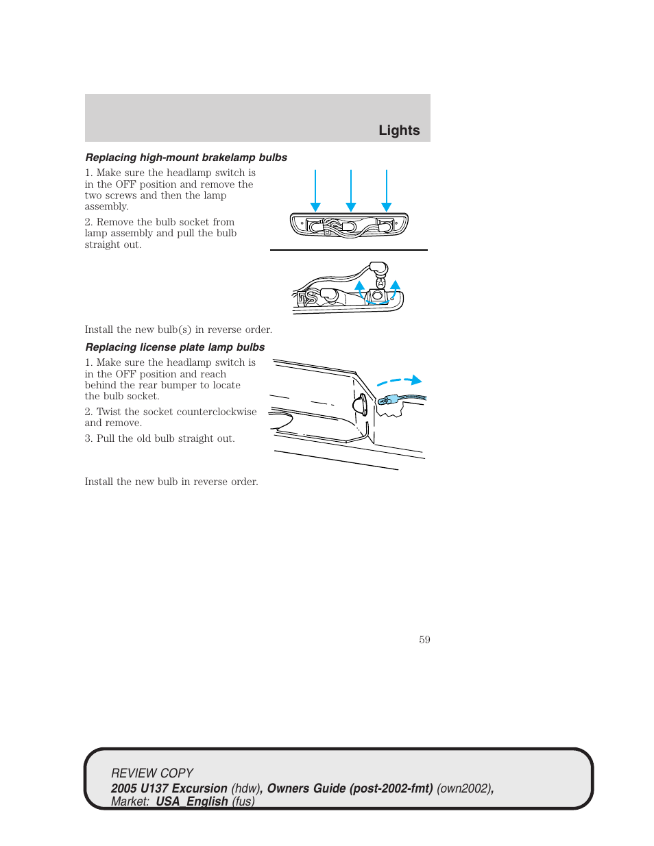 Lights | FORD 2005 Excursion v.1 User Manual | Page 59 / 280