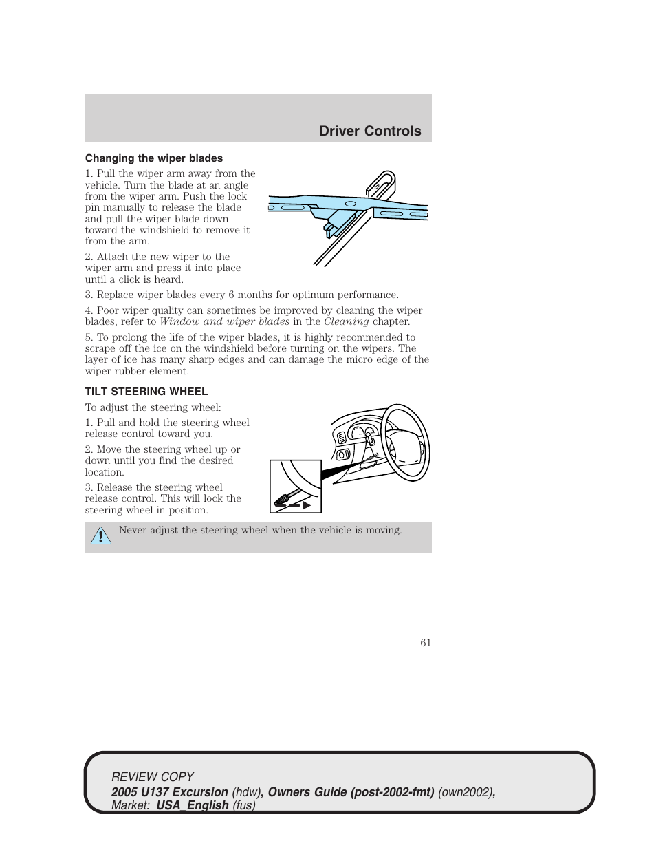 Driver controls | FORD 2005 Excursion v.1 User Manual | Page 61 / 280
