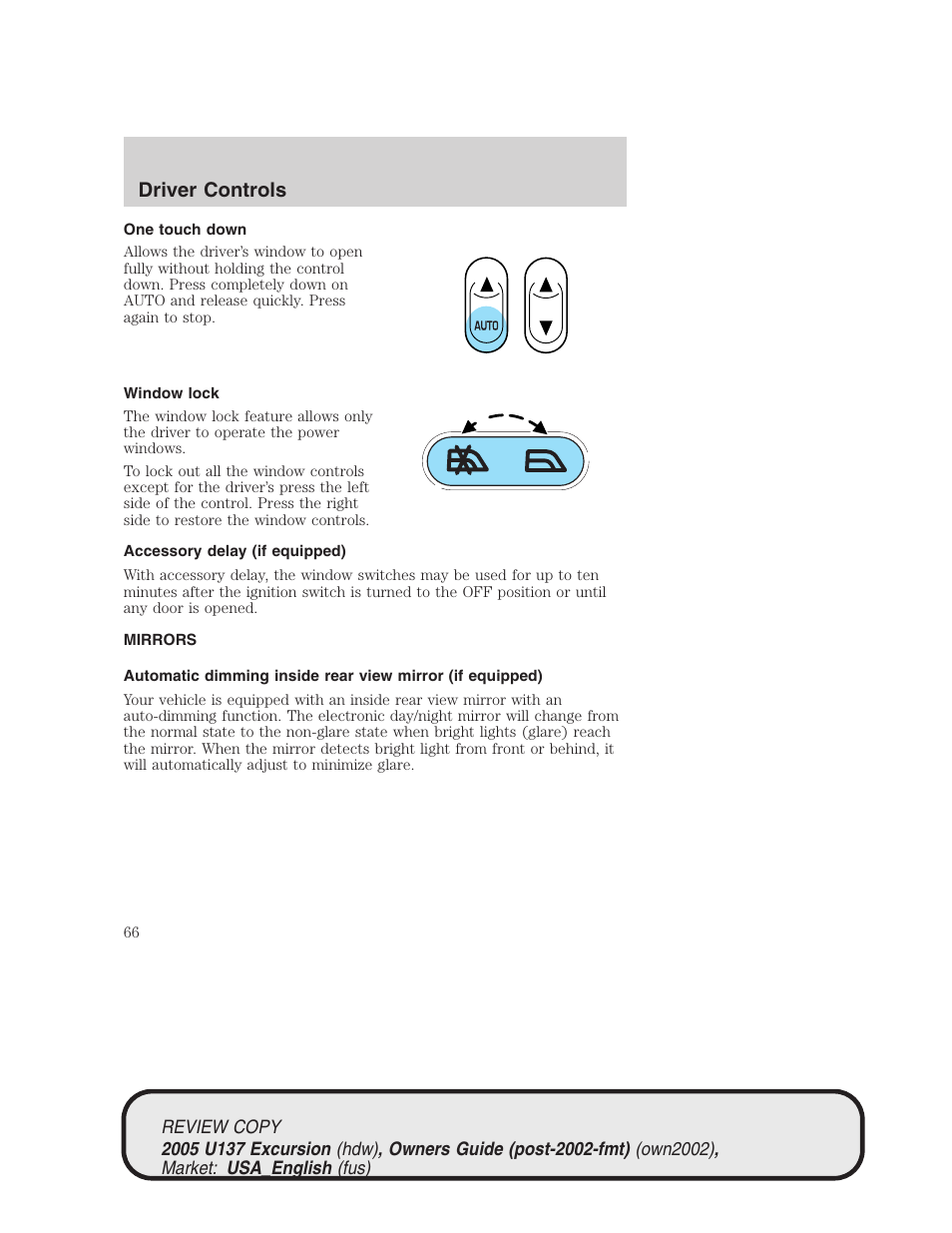 Driver controls | FORD 2005 Excursion v.1 User Manual | Page 66 / 280
