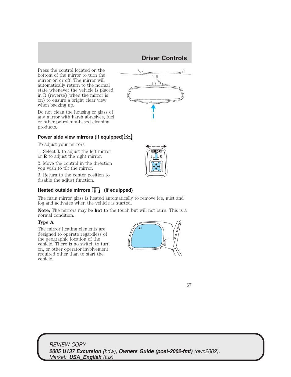 Driver controls | FORD 2005 Excursion v.1 User Manual | Page 67 / 280