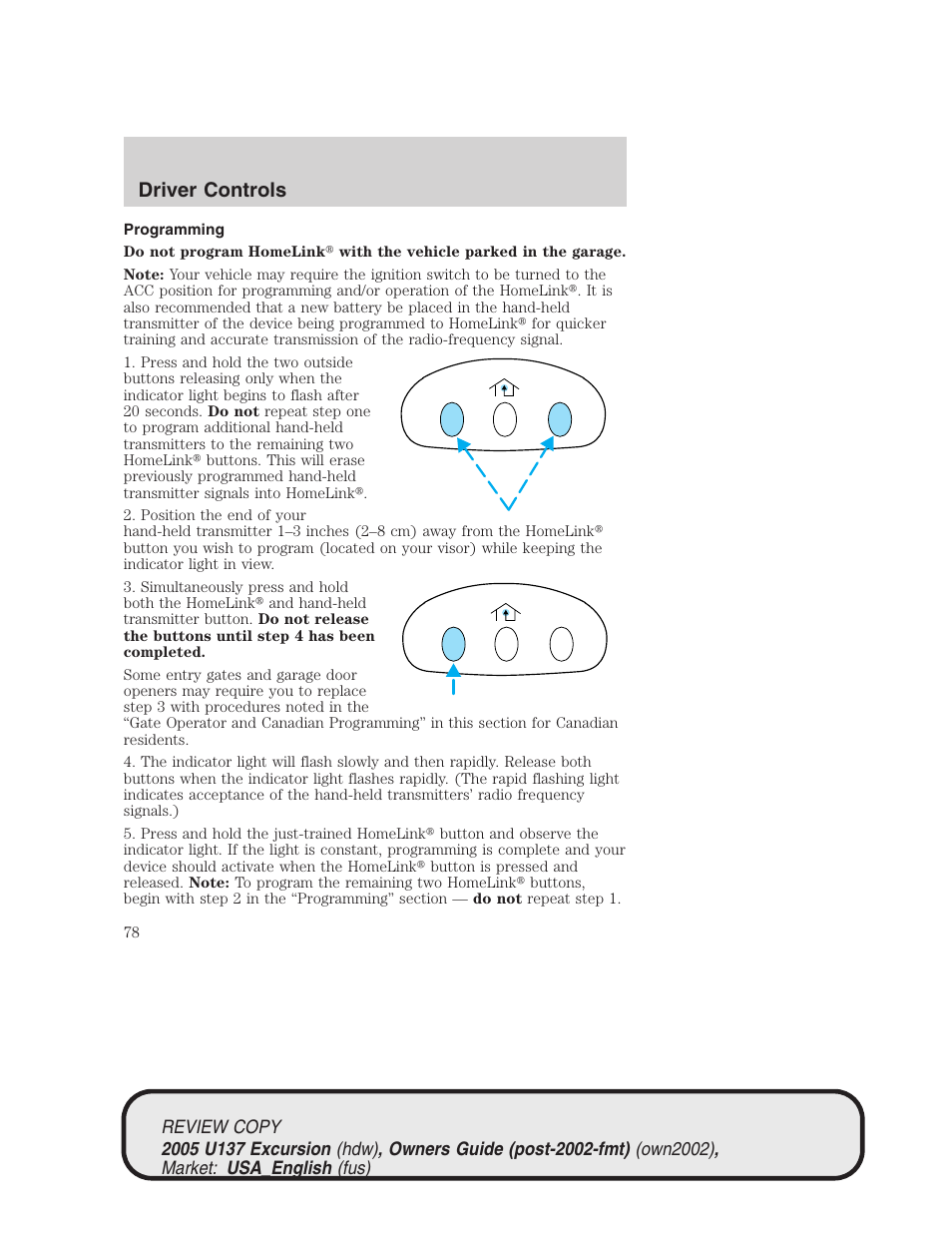 Driver controls | FORD 2005 Excursion v.1 User Manual | Page 78 / 280