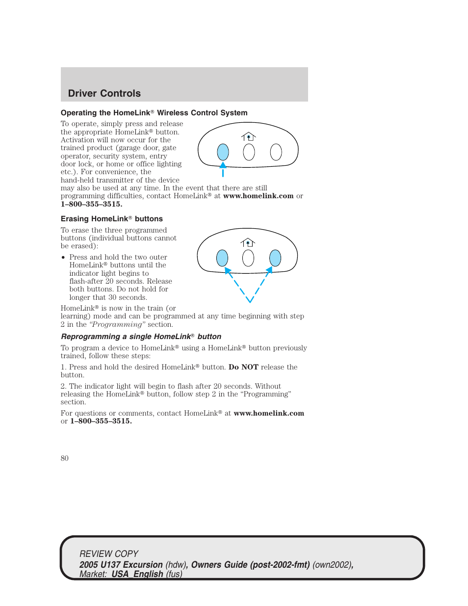 Driver controls | FORD 2005 Excursion v.1 User Manual | Page 80 / 280
