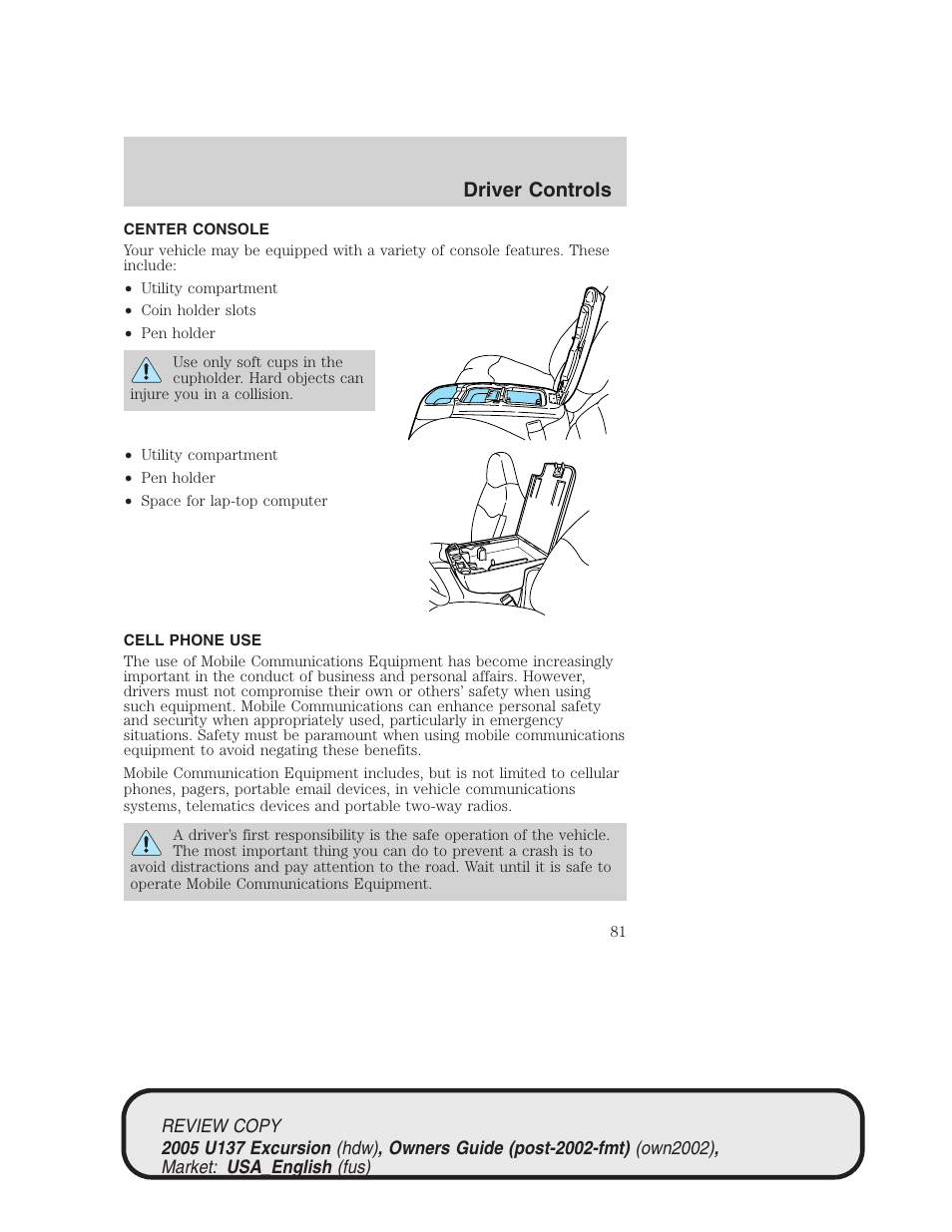 Driver controls | FORD 2005 Excursion v.1 User Manual | Page 81 / 280