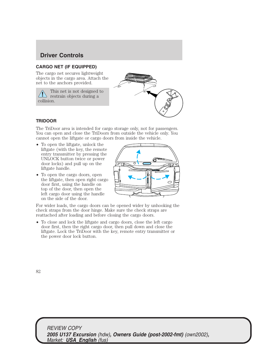 Driver controls | FORD 2005 Excursion v.1 User Manual | Page 82 / 280
