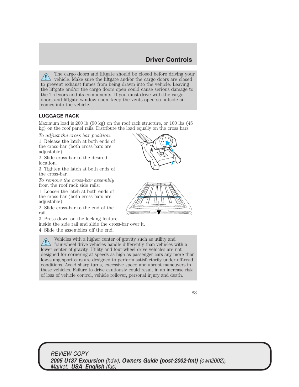 Driver controls | FORD 2005 Excursion v.1 User Manual | Page 83 / 280