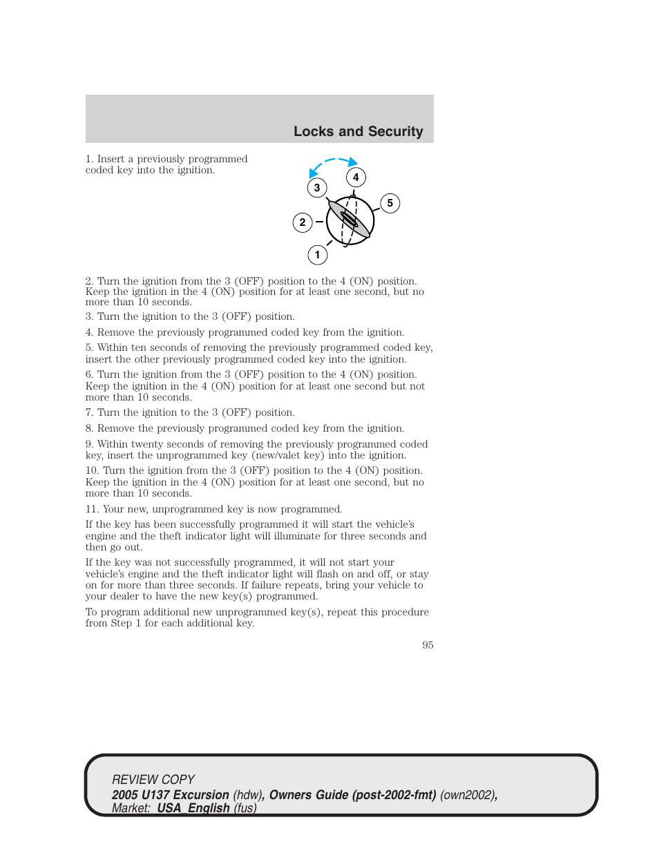 Locks and security | FORD 2005 Excursion v.1 User Manual | Page 95 / 280