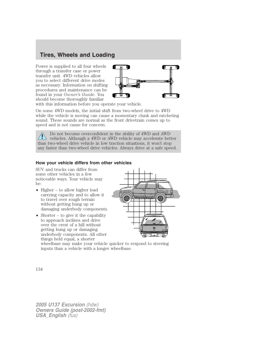 Tires, wheels and loading | FORD 2005 Excursion v.2 User Manual | Page 134 / 280