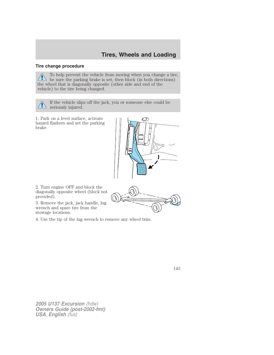 Tires, wheels and loading | FORD 2005 Excursion v.2 User Manual | Page 143 / 280