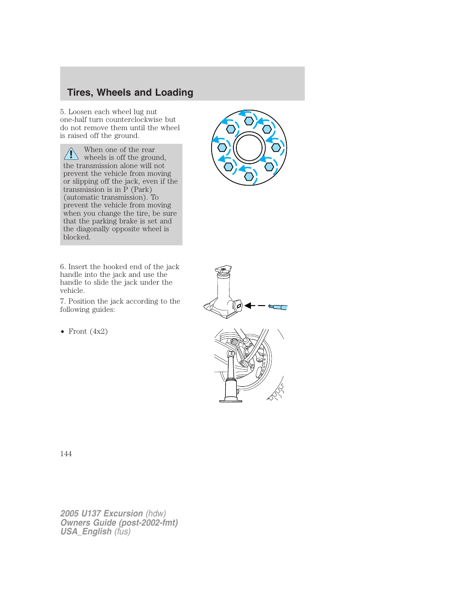 Tires, wheels and loading | FORD 2005 Excursion v.2 User Manual | Page 144 / 280