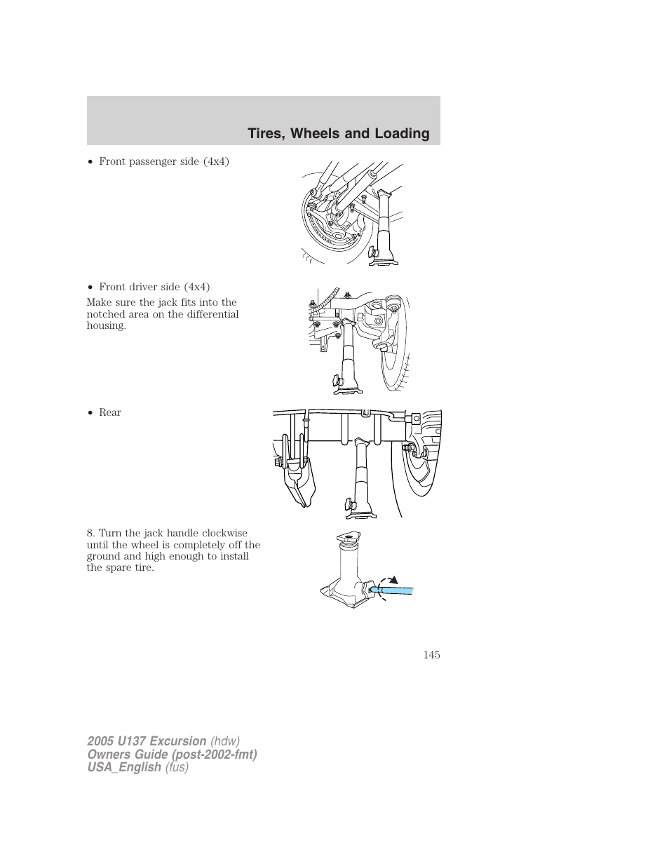 Tires, wheels and loading | FORD 2005 Excursion v.2 User Manual | Page 145 / 280