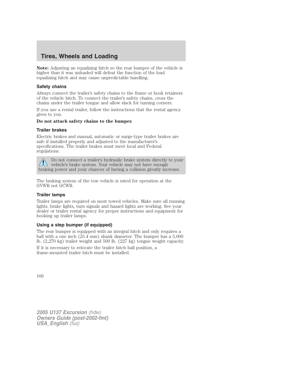 Tires, wheels and loading | FORD 2005 Excursion v.2 User Manual | Page 166 / 280