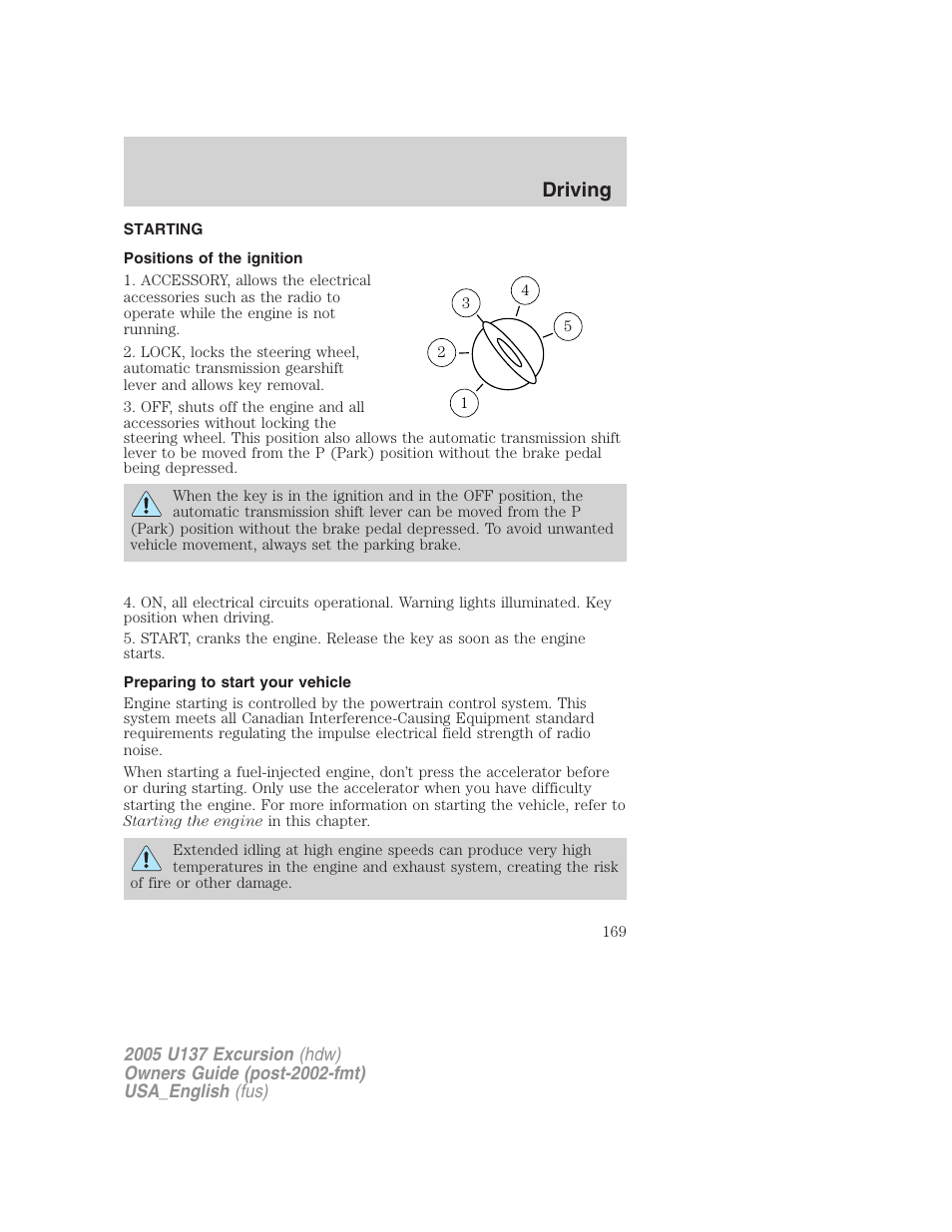 Driving | FORD 2005 Excursion v.2 User Manual | Page 169 / 280