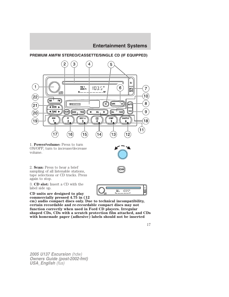 Entertainment systems | FORD 2005 Excursion v.2 User Manual | Page 17 / 280