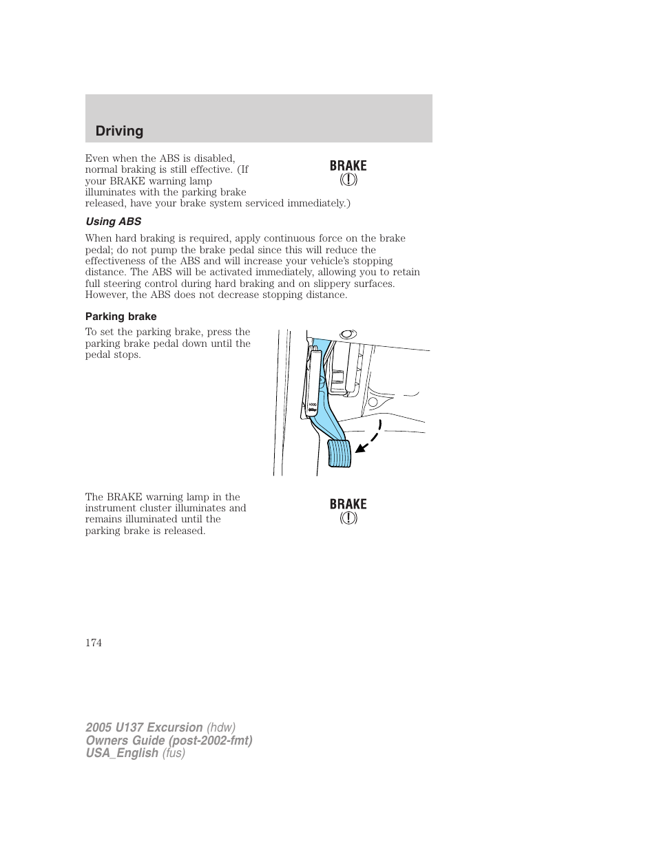 Driving | FORD 2005 Excursion v.2 User Manual | Page 174 / 280