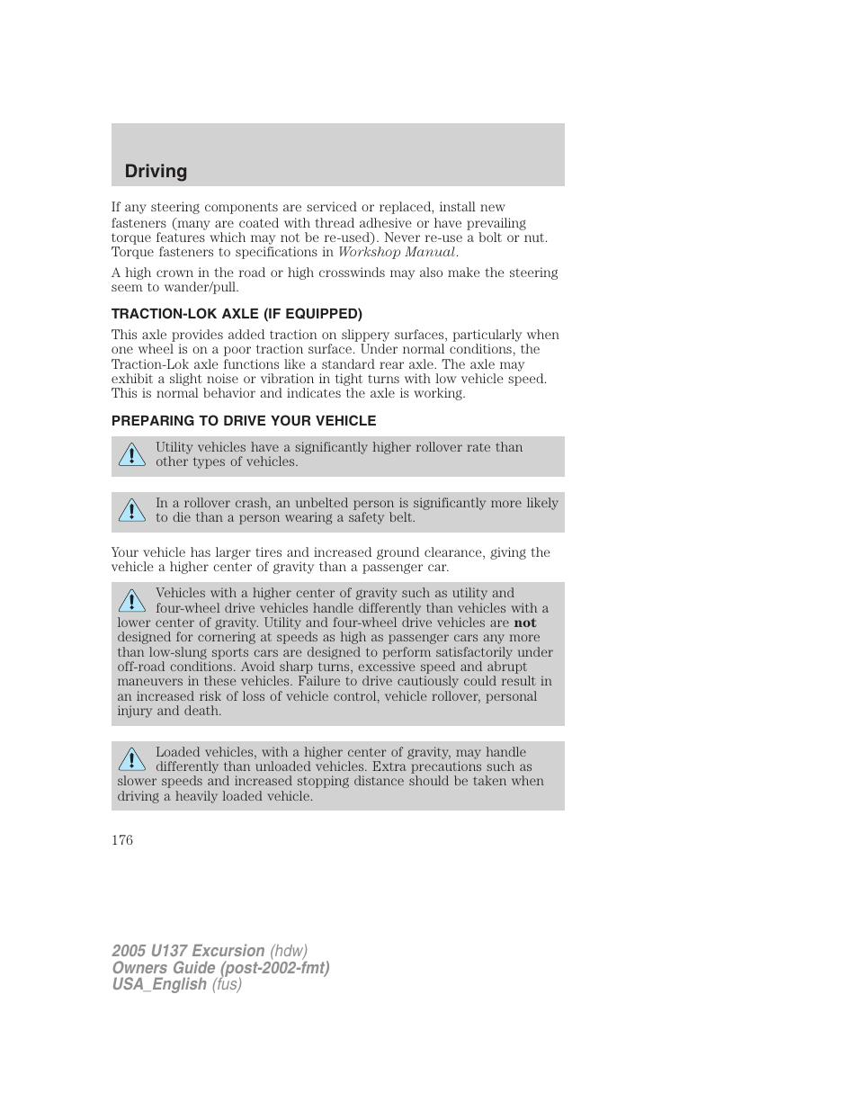 Driving | FORD 2005 Excursion v.2 User Manual | Page 176 / 280