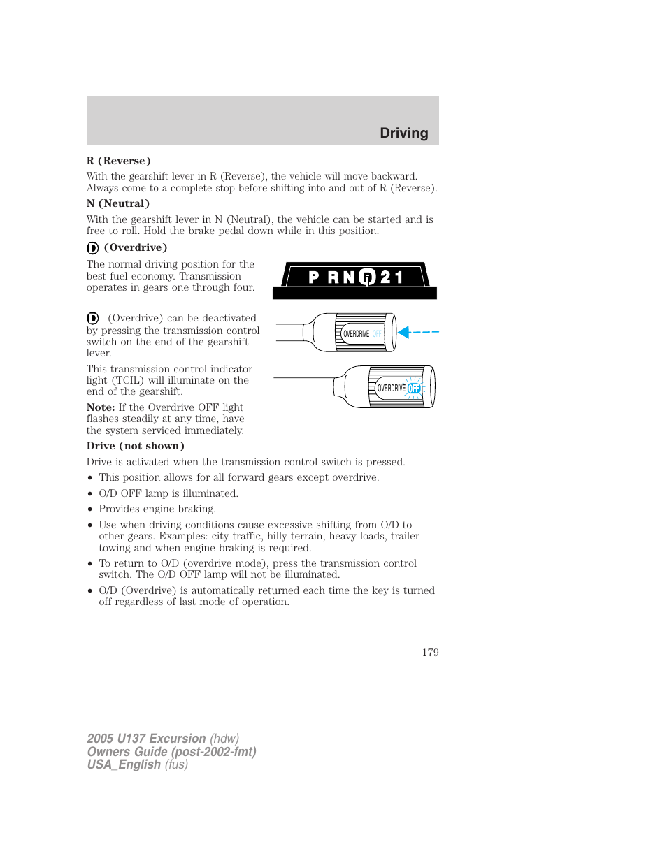 Driving | FORD 2005 Excursion v.2 User Manual | Page 179 / 280