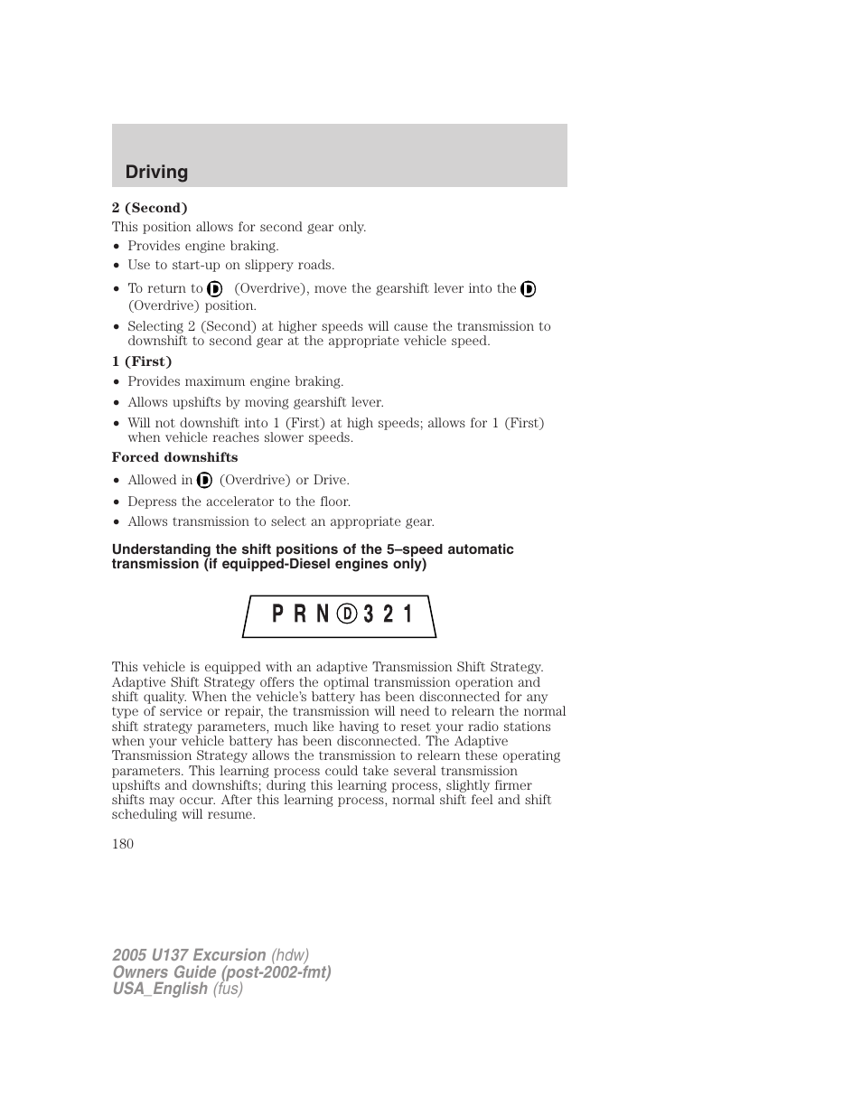 Driving | FORD 2005 Excursion v.2 User Manual | Page 180 / 280