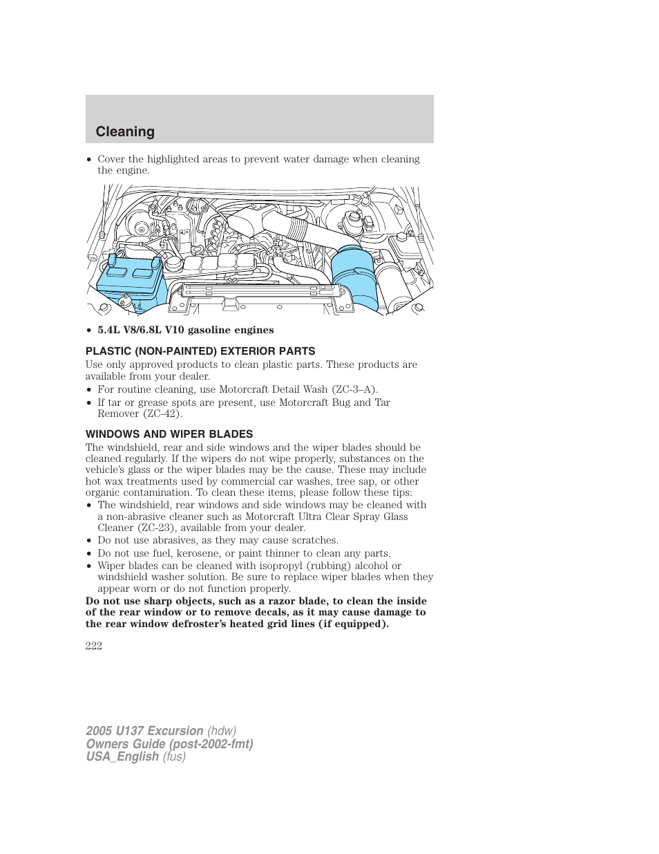 Cleaning | FORD 2005 Excursion v.2 User Manual | Page 222 / 280