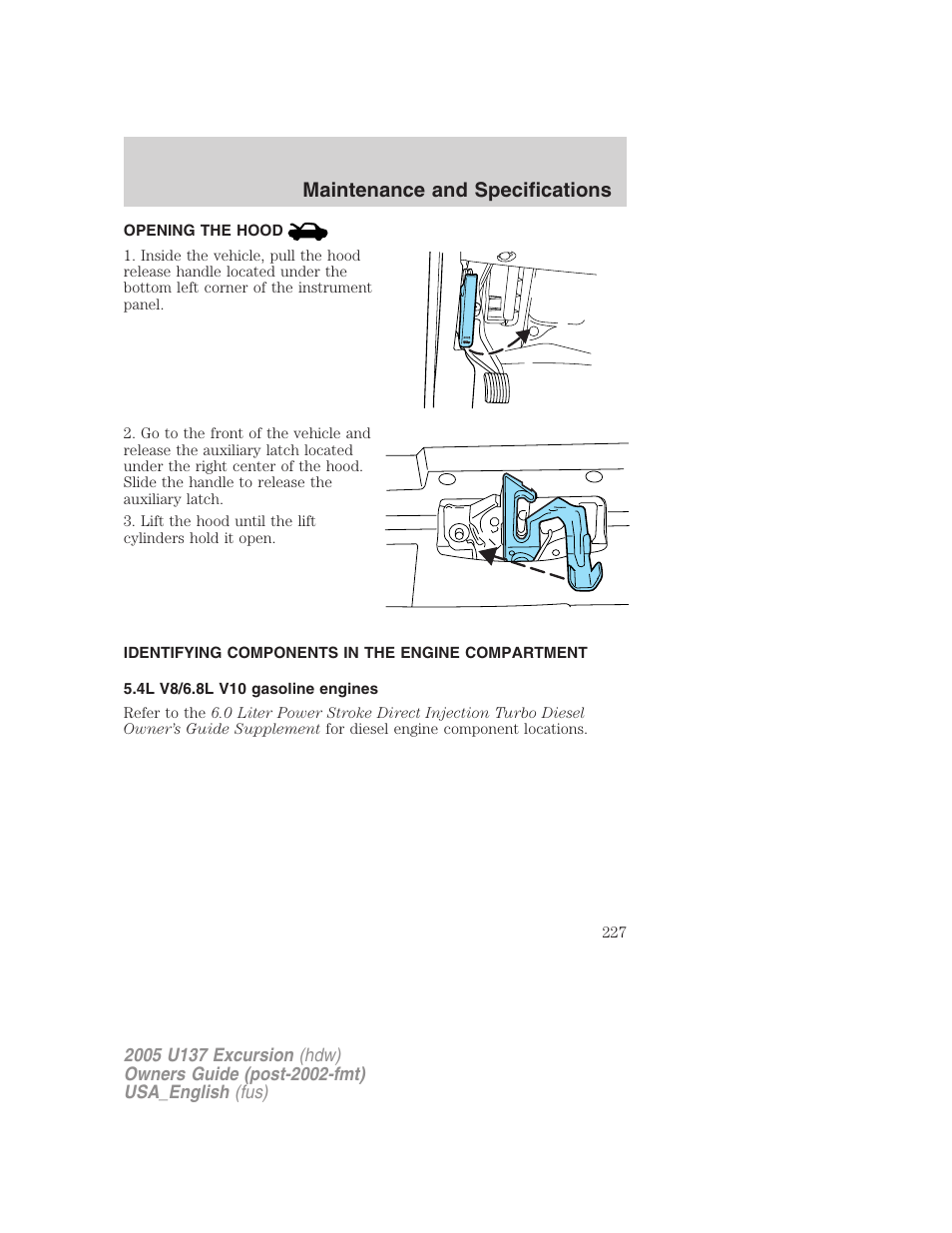 Maintenance and specifications | FORD 2005 Excursion v.2 User Manual | Page 227 / 280