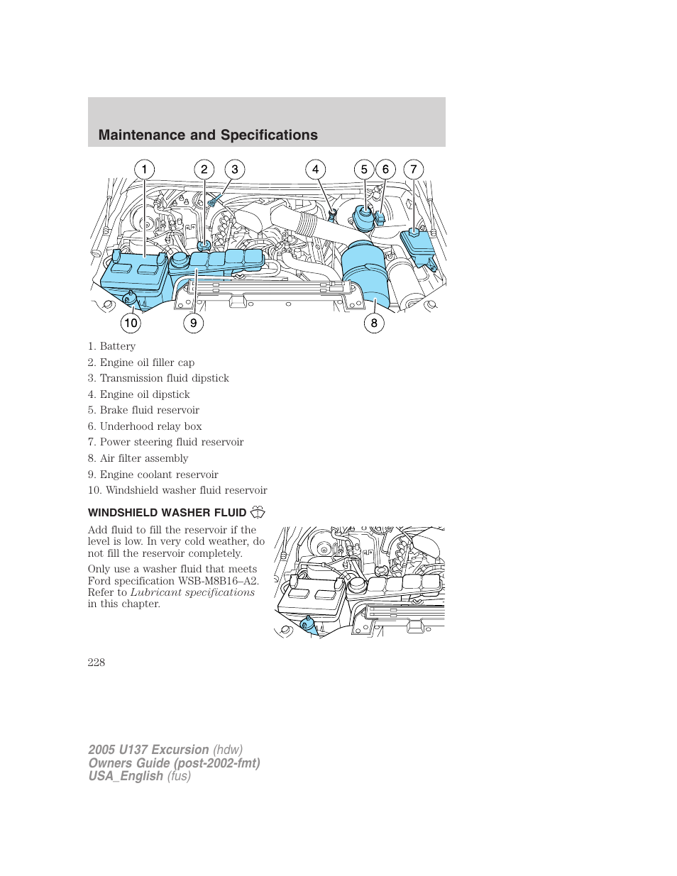 Maintenance and specifications | FORD 2005 Excursion v.2 User Manual | Page 228 / 280