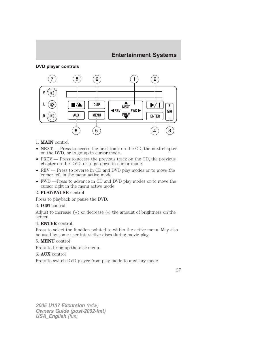 Entertainment systems | FORD 2005 Excursion v.2 User Manual | Page 27 / 280